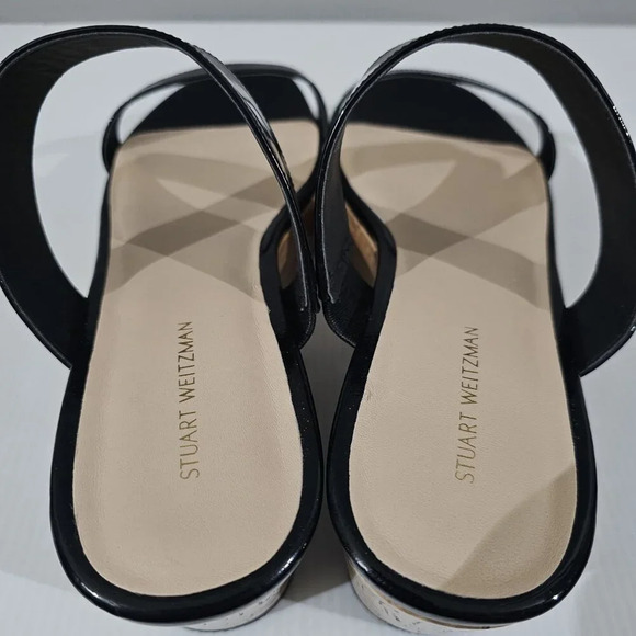 NEW Stuart Weitzman Boardwalk 65 Sandal Size 8.5 Black Patent Platform Wedge - Picture 9 of 13